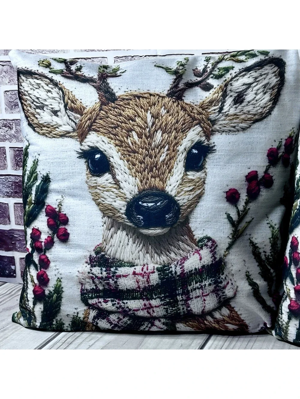Charming Christmas Winter Reindeer 18x18 Inch THROW PILLOW & COVERS ~ 2D Print